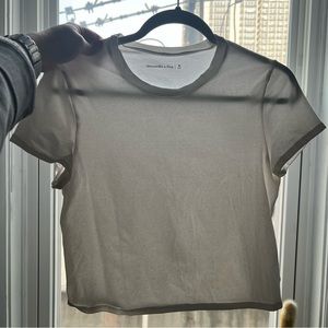White Abercrombie Cropped Tee